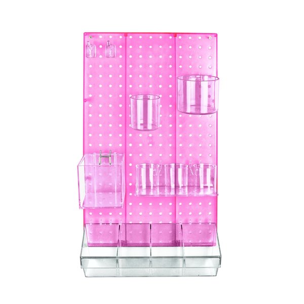 Azar Displays 12-Piece Pink Pegboard Organizer Kit with 1 Panel and Accessory 900942-PNK